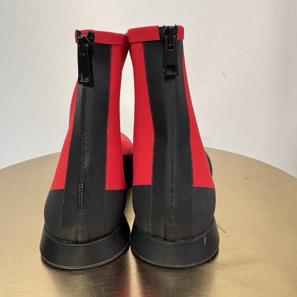 The Row Red Scuba Neoprene Bicolor Zip Ankle Sock Boot Shoes Size 36 Modern - Picture 5 of 10
